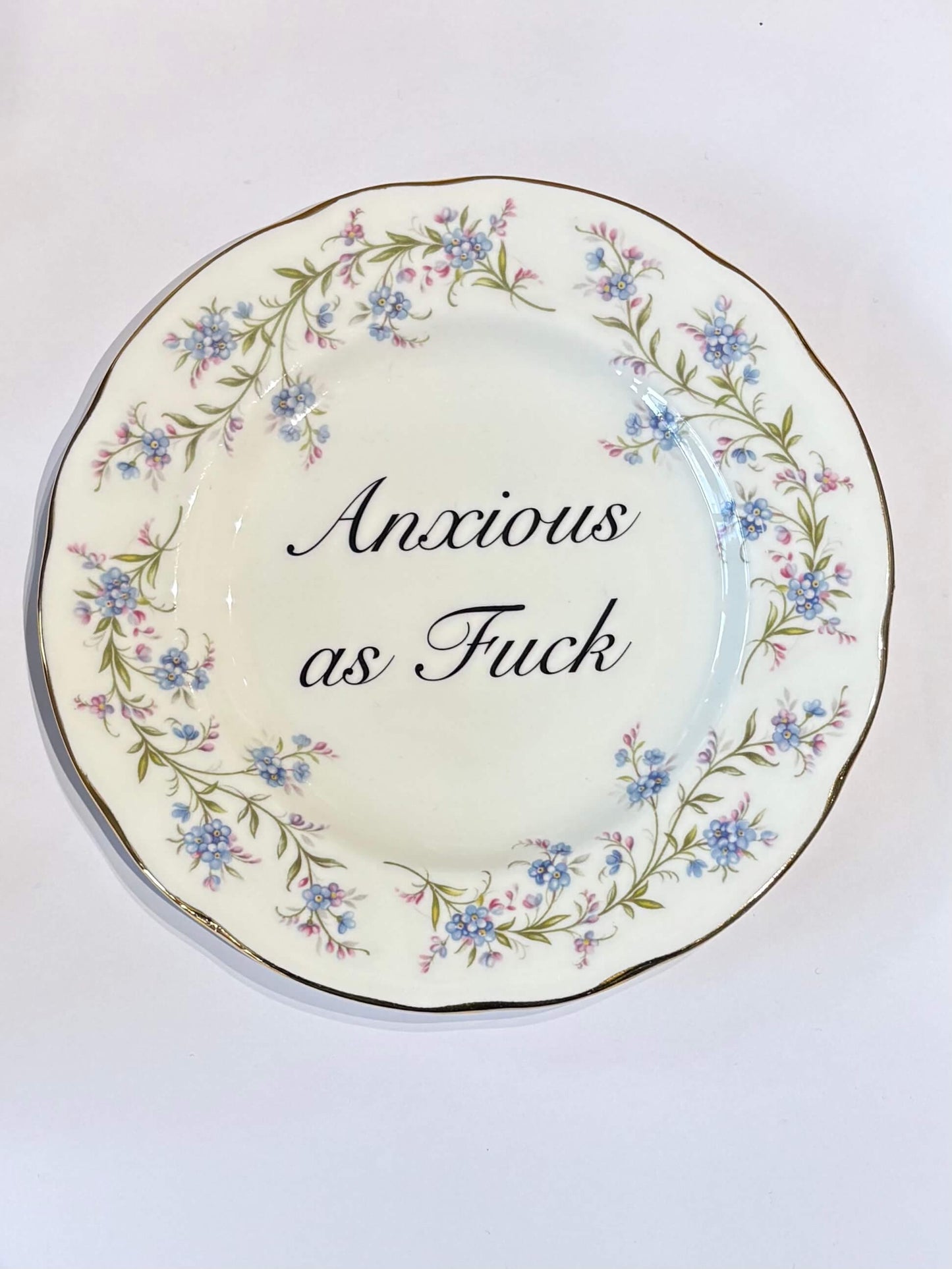 ceramics E Decorative Wall Plate - Anxious as F*ck (various styles) homeware shops bristol gift shops bristol Beau & Badger