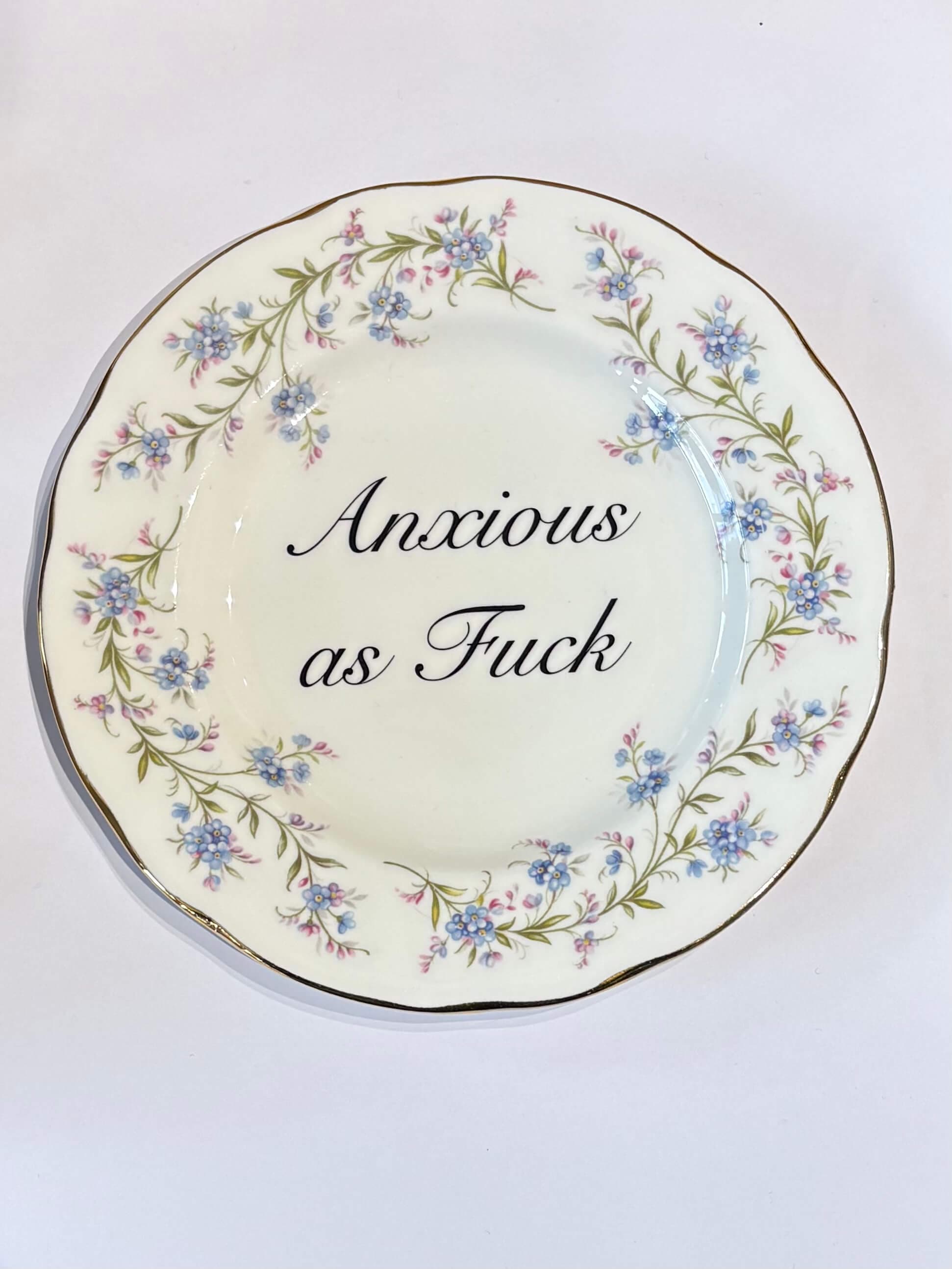 ceramics E Decorative Wall Plate - Anxious as F*ck (various styles) homeware shops bristol gift shops bristol Beau & Badger