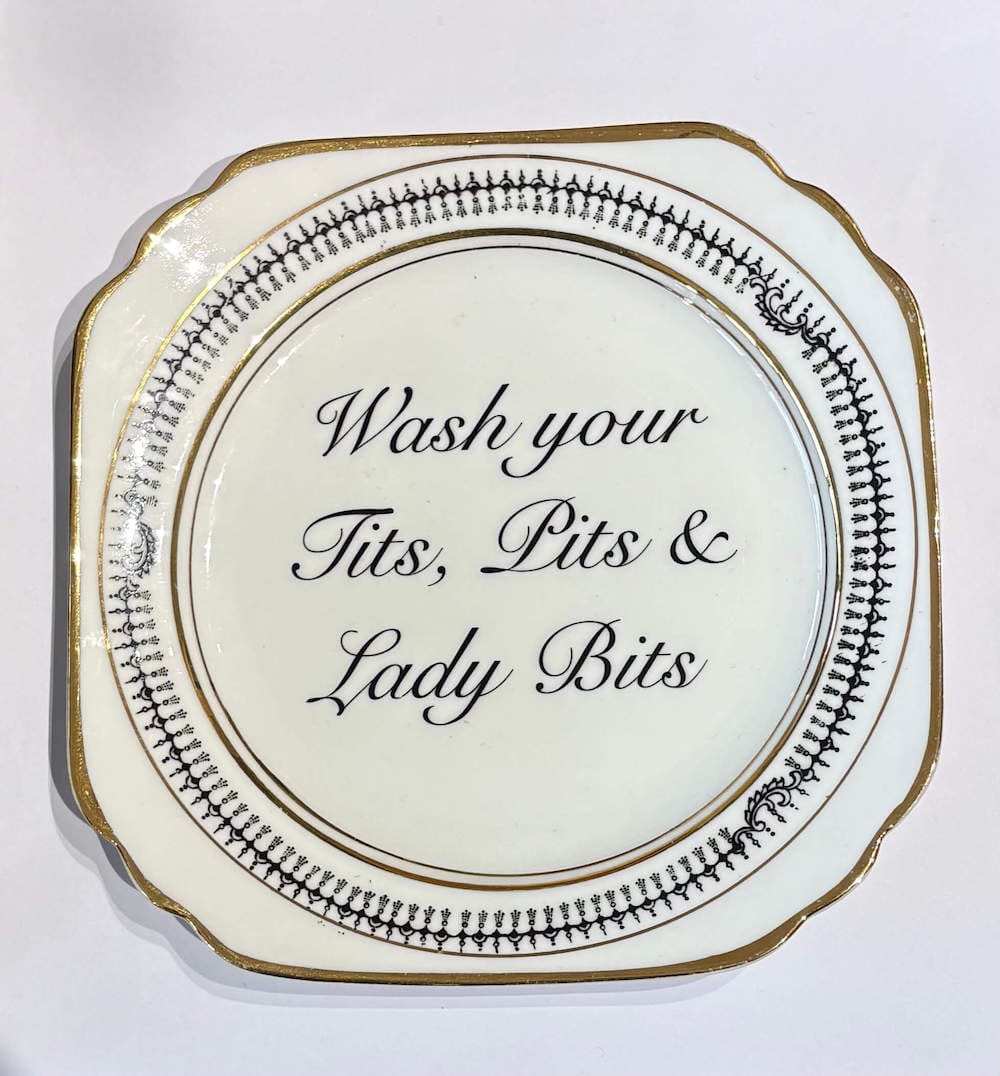 Ceramics E Decorative Wall Plate - Wash Your T*ts, Pits & Lady Bits (various styles) homeware shops bristol gift shops bristol Beau & Badger