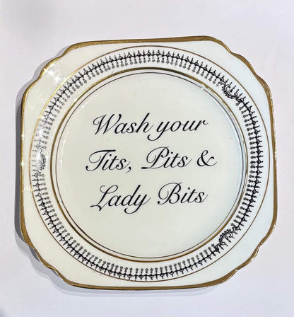 Ceramics E Decorative Wall Plate - Wash Your T*ts, Pits & Lady Bits (various styles) homeware shops bristol gift shops bristol Beau & Badger