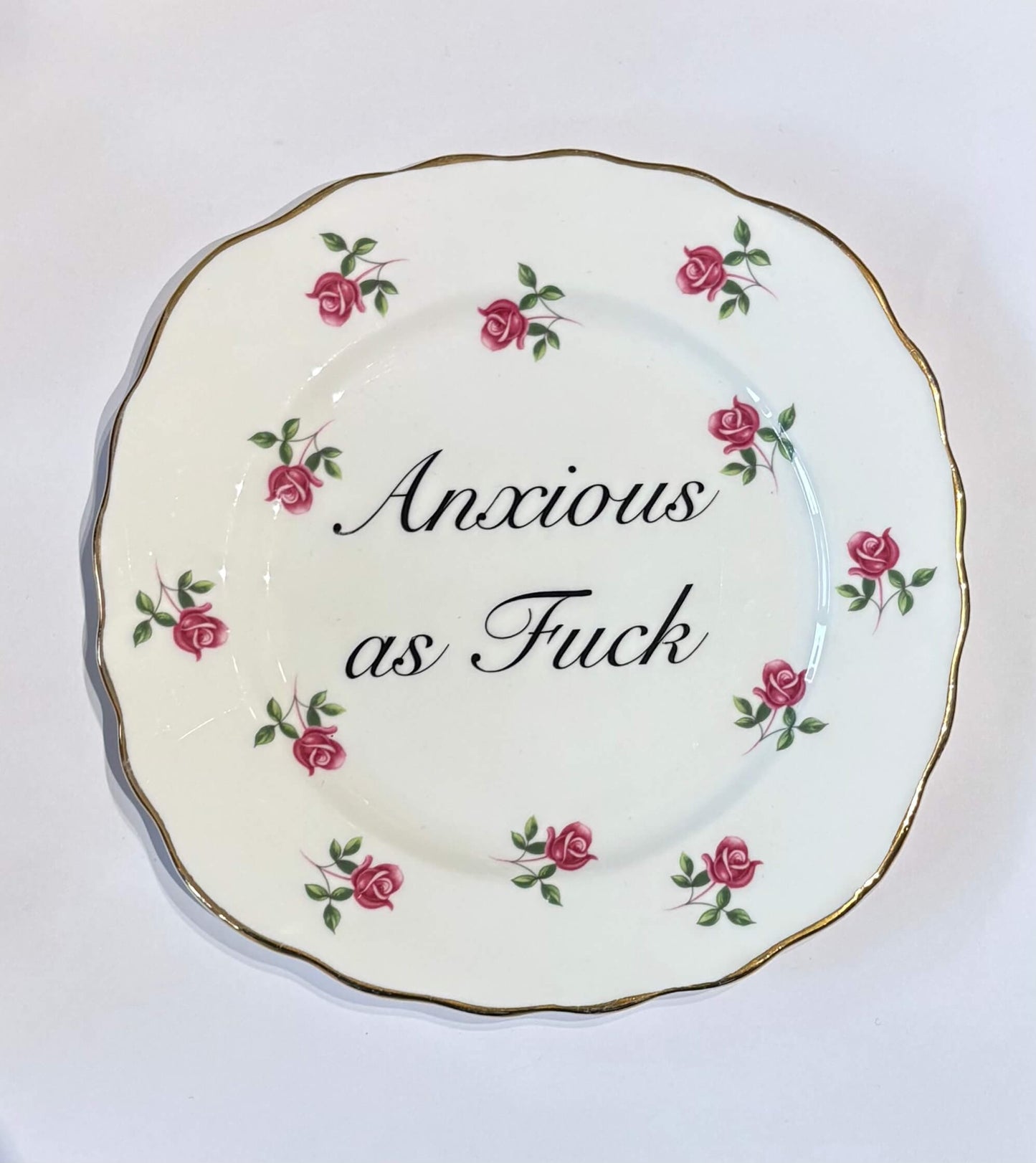 ceramics F Decorative Wall Plate - Anxious as F*ck (various styles) homeware shops bristol gift shops bristol Beau & Badger