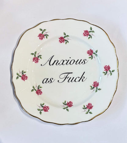 ceramics F Decorative Wall Plate - Anxious as F*ck (various styles) homeware shops bristol gift shops bristol Beau & Badger