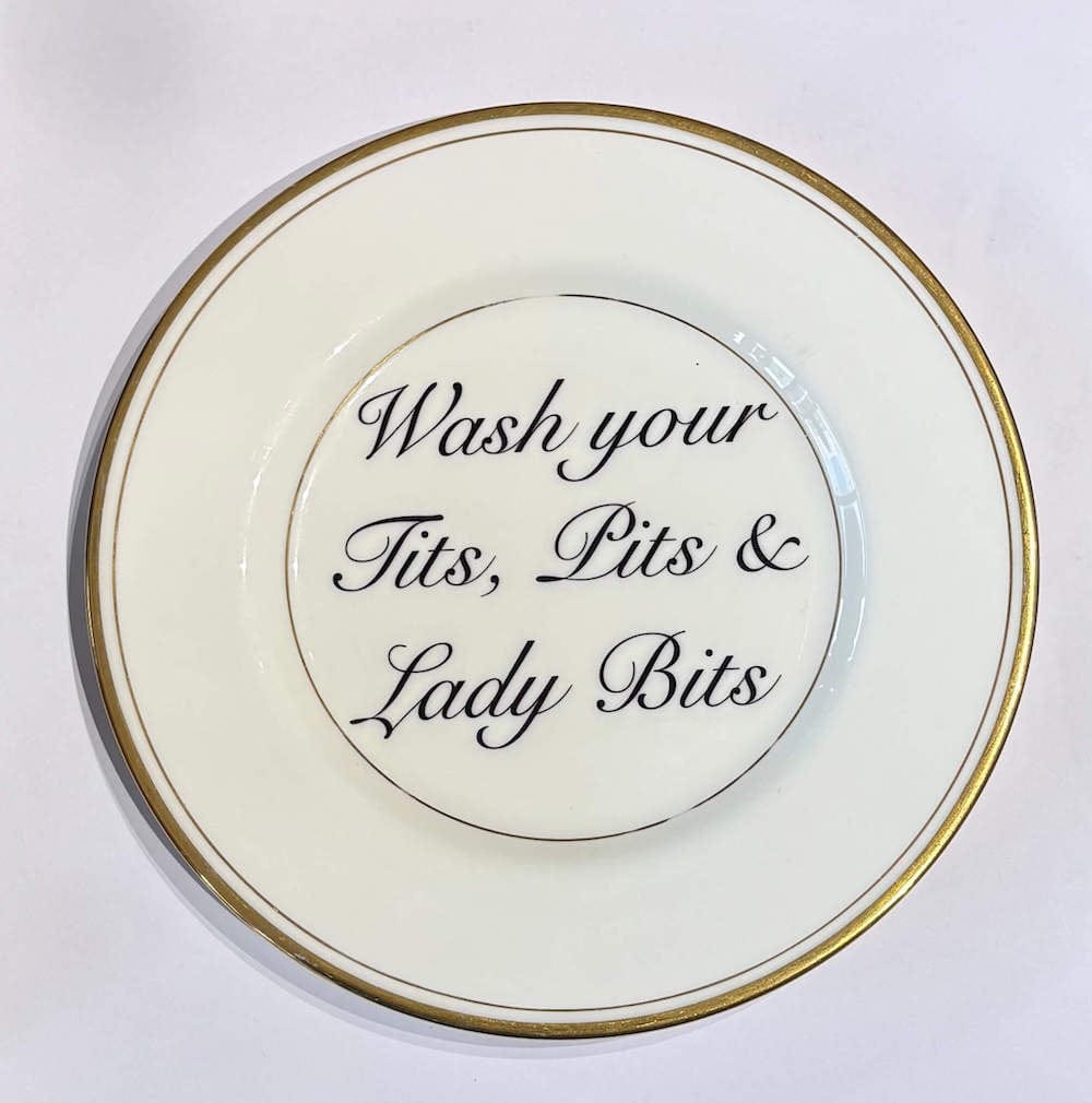 Ceramics F Decorative Wall Plate - Wash Your T*ts, Pits & Lady Bits (various styles) homeware shops bristol gift shops bristol Beau & Badger