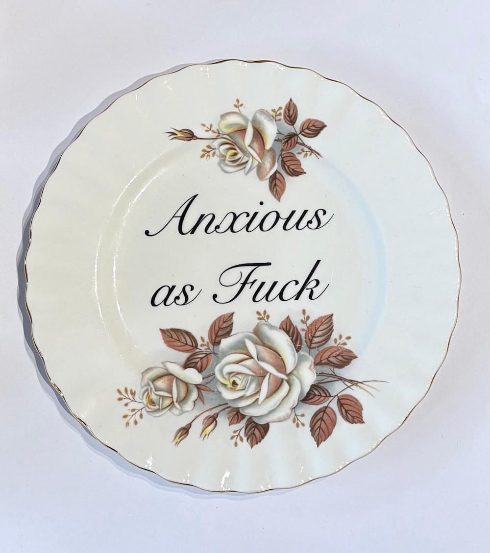 ceramics G Decorative Wall Plate - Anxious as F*ck (various styles) homeware shops bristol gift shops bristol Beau & Badger