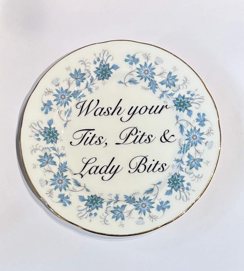 Ceramics G Decorative Wall Plate - Wash Your T*ts, Pits & Lady Bits (various styles) homeware shops bristol gift shops bristol Beau & Badger