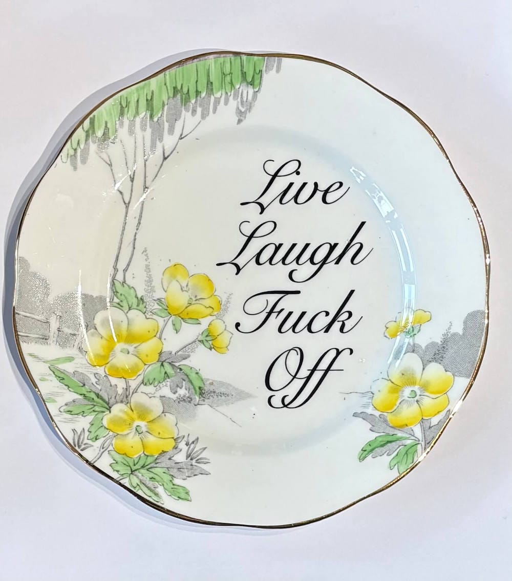 E Decorative Wall Plate 'Live Laugh F*ck Off' (various styles) homeware shops bristol gift shops bristol Beau & Badger