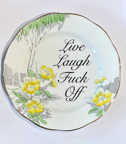 E Decorative Wall Plate 'Live Laugh F*ck Off' (various styles) homeware shops bristol gift shops bristol Beau & Badger