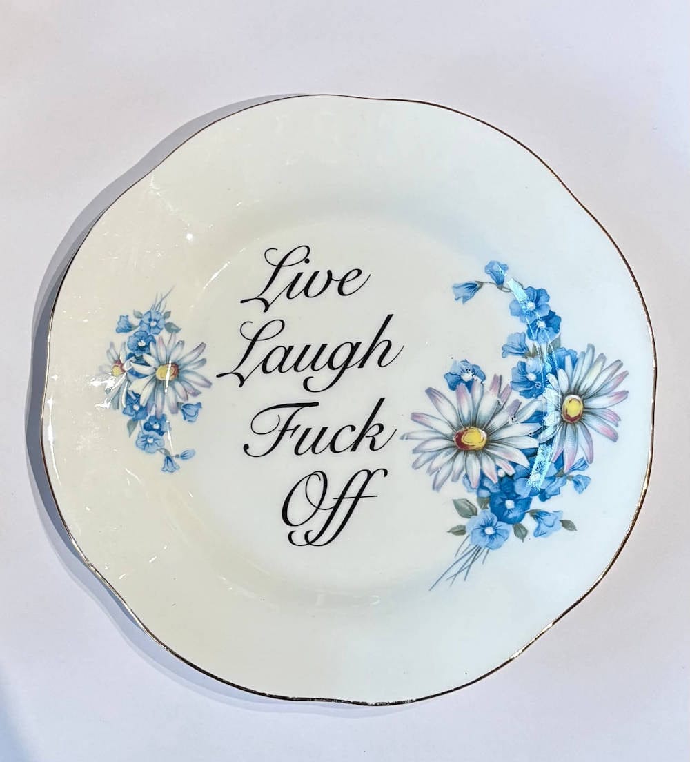 F Decorative Wall Plate 'Live Laugh F*ck Off' (various styles) homeware shops bristol gift shops bristol Beau & Badger