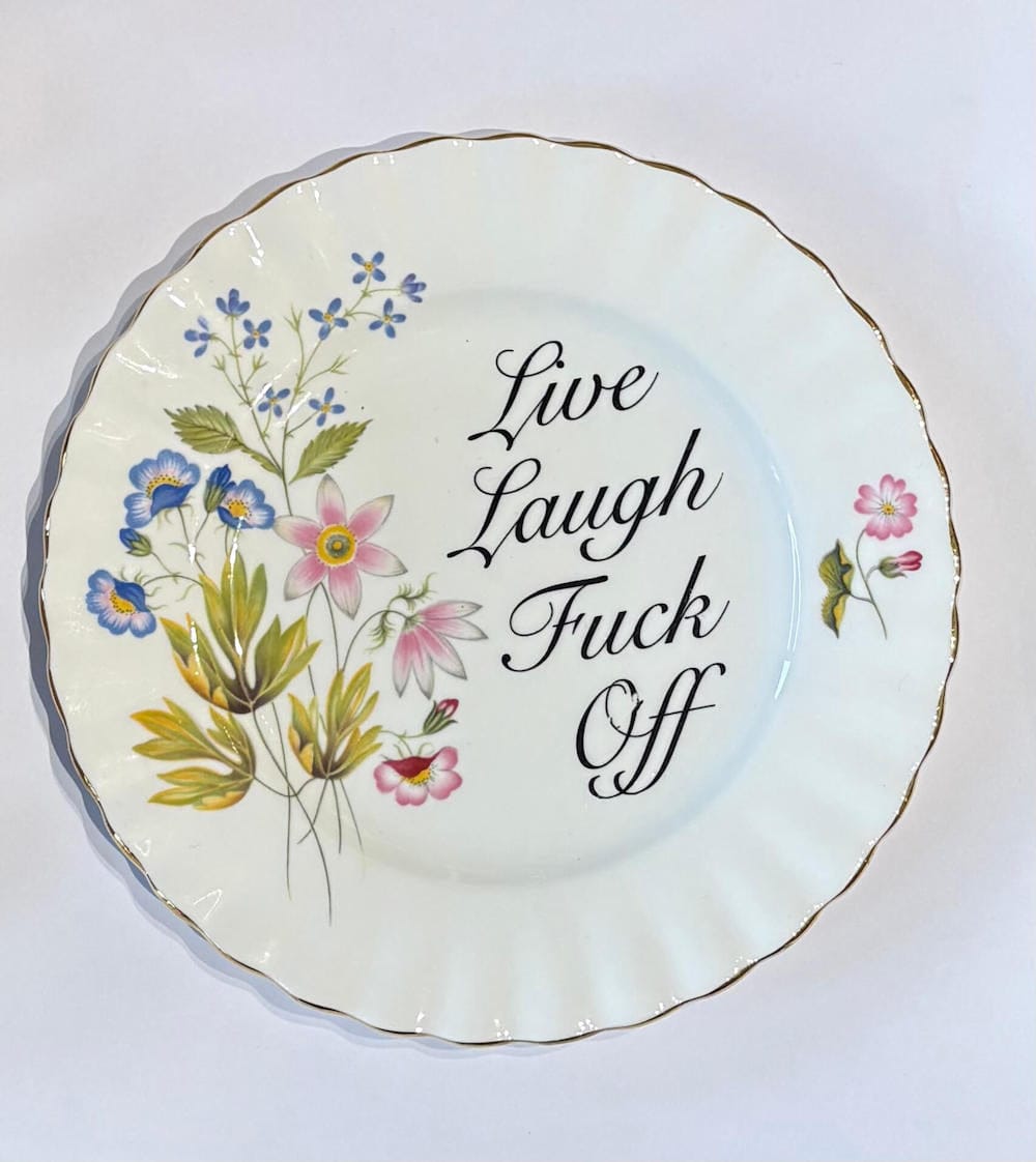 H Decorative Wall Plate 'Live Laugh F*ck Off' (various styles) homeware shops bristol gift shops bristol Beau & Badger