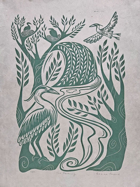 Heron Linocut The Heronry Linocut Print homeware shops bristol gift shops bristol Becca Thorne Illustration