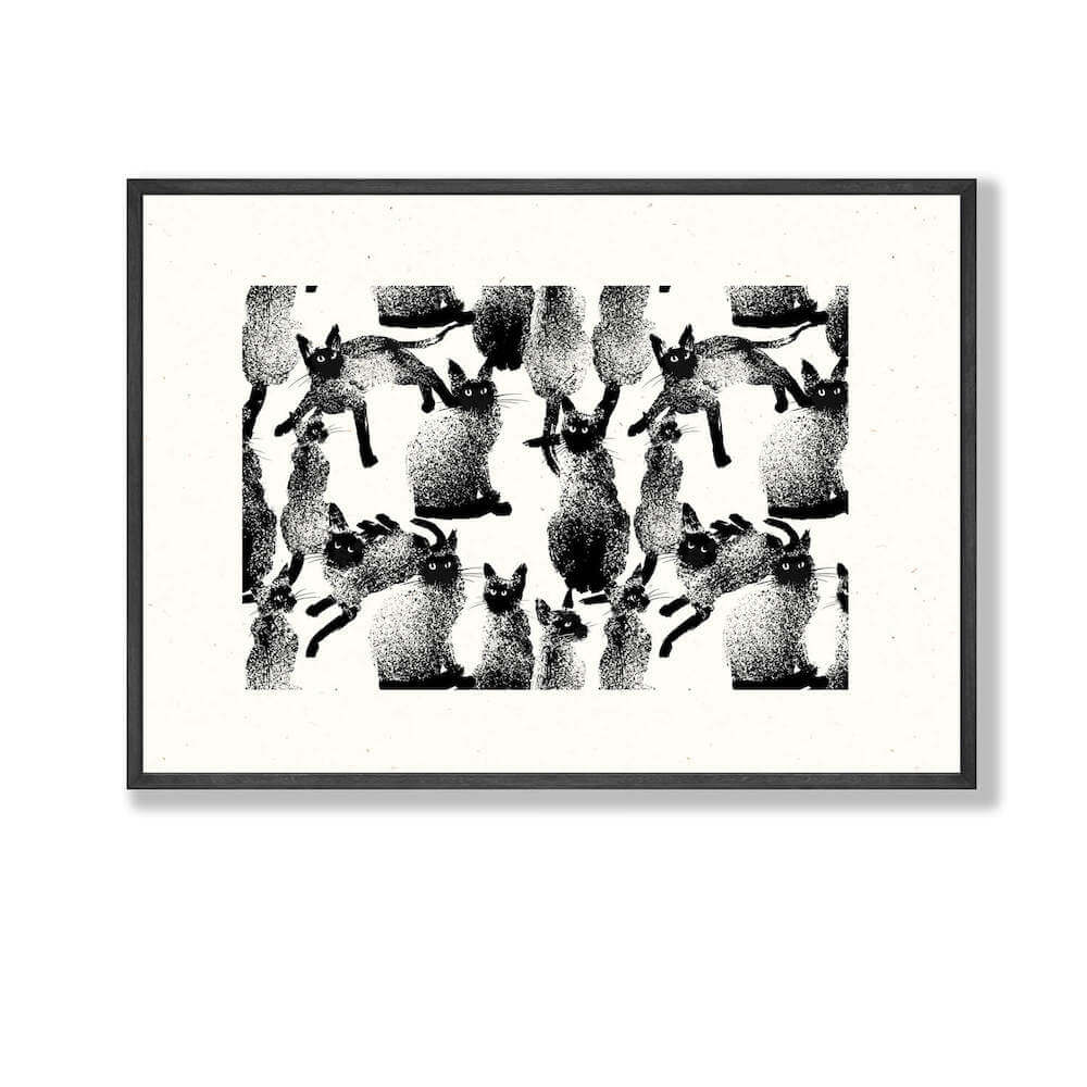 Cat Print Siamese Eyes - A4 Screen Print homeware shops bristol gift shops bristol Ben Rogers Prints
