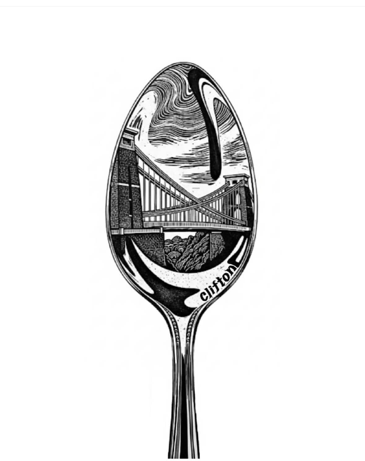 Bristol Greetings Card Clifton Suspension Bridge Bristol Spoon Greeting Cards (Various Designs) homeware shops bristol gift shops bristol Bethan Lino Prints