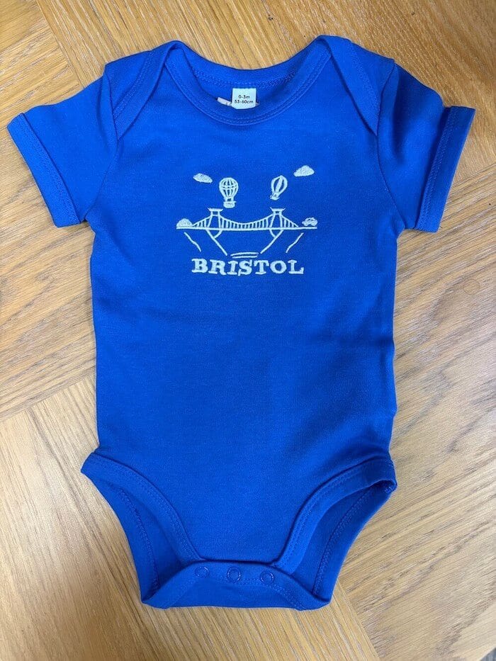 Bristol Baby Grow Born in Bristol | Royal Blue | Baby Bodysuit With Suspension Bridge (multiple sizes) homeware shops bristol gift shops bristol Born in Bristol