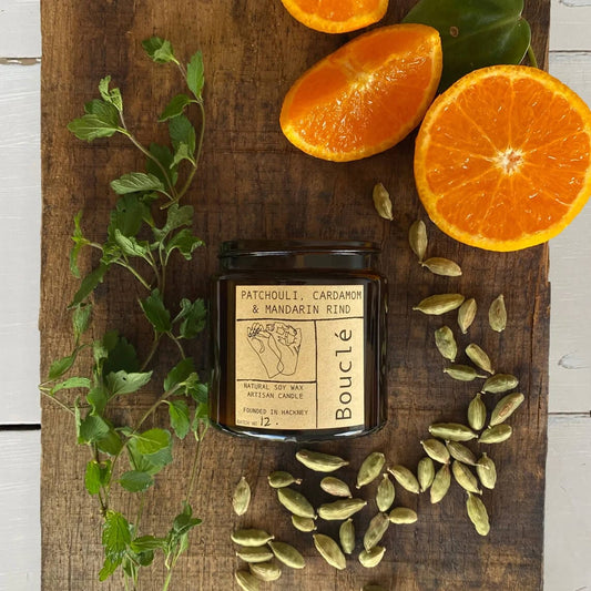 Candle Patchouli, Cardamom & Mandarin Rind Candle homeware shops bristol gift shops bristol Bouclé