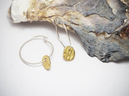 Earrings ZERO - Silver Hoops With Brass Charm homeware shops bristol gift shops bristol By Maraca