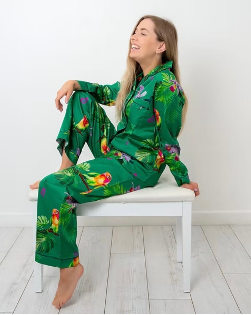 Cotton Pyjamas Green Tropical / XS Tropical Print Cotton Pyjamas (Various Designs) homeware shops bristol gift shops bristol Carla James