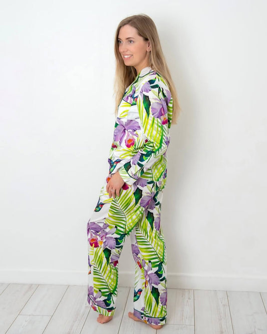 Cotton Pyjamas White Tropical / XS Tropical Print Cotton Pyjamas (Various Designs) homeware shops bristol gift shops bristol Carla James