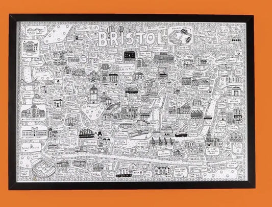 Bristol Print A4 Bristol Doodle Map Print homeware shops bristol gift shops bristol Dave Draws
