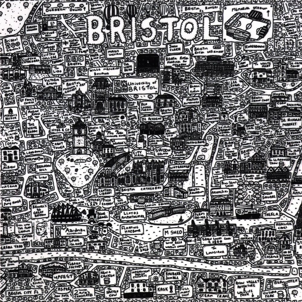 Bristol Tote Bag Bristol Doodle Map Tote Bag homeware shops bristol gift shops bristol Dave Draws