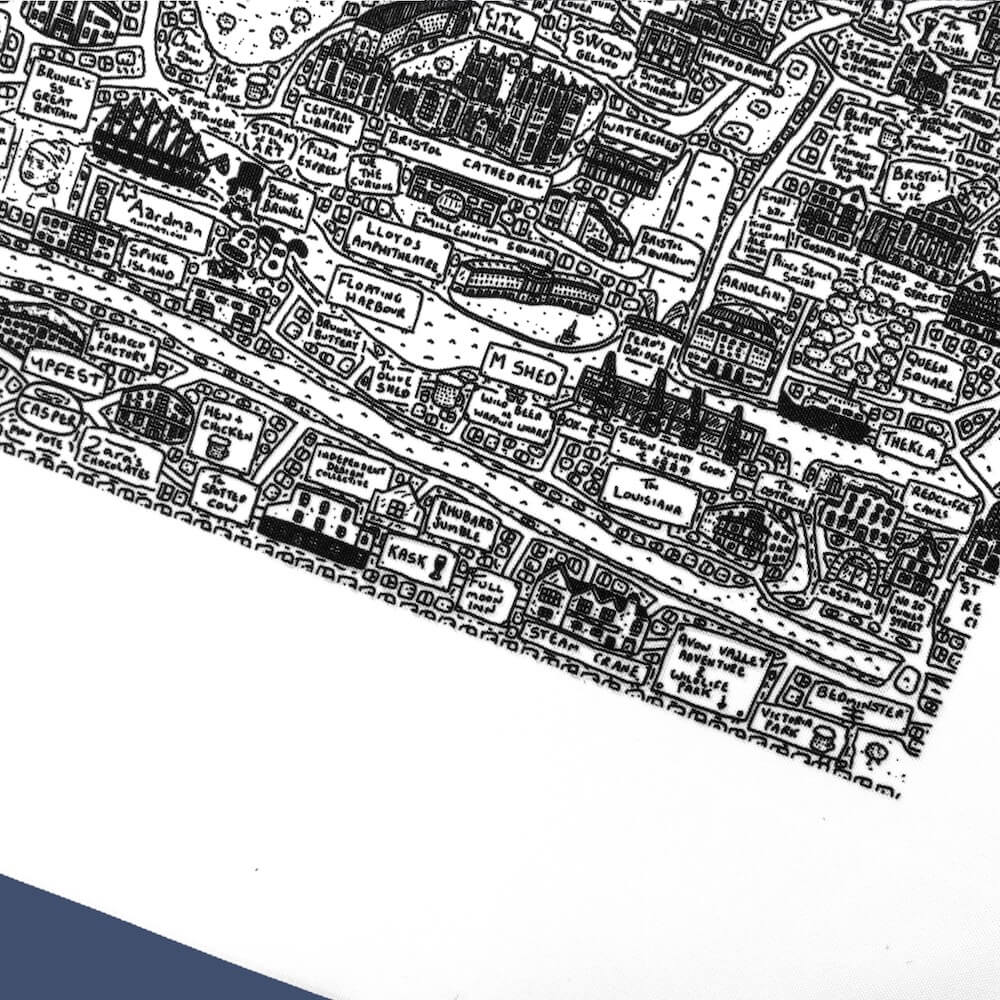 Bristol Tote Bag Bristol Doodle Map Tote Bag homeware shops bristol gift shops bristol Dave Draws
