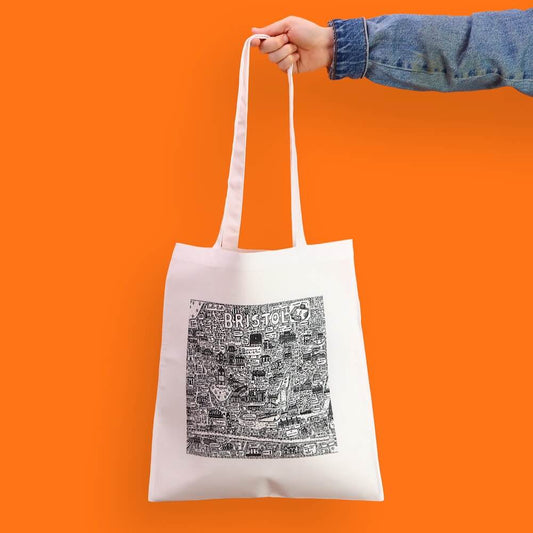 Bristol Tote Bag Bristol Doodle Map Tote Bag homeware shops bristol gift shops bristol Dave Draws