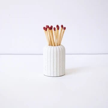 Desire North Design Matches White Ribbed Matchstick Holder