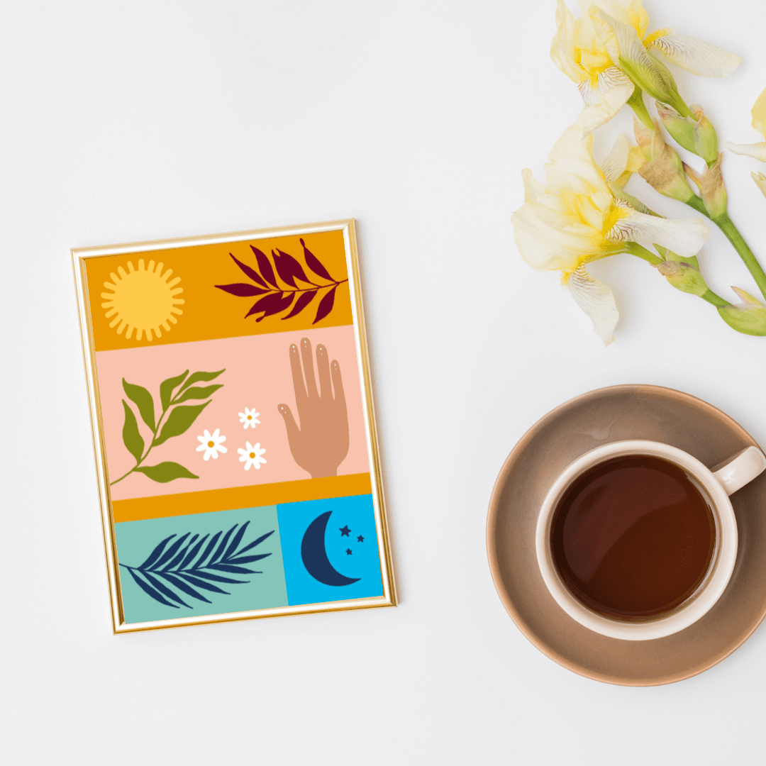 Colourful Print Sun and Moon Print (various sizes) homeware shops bristol gift shops bristol Do It Later Illustration