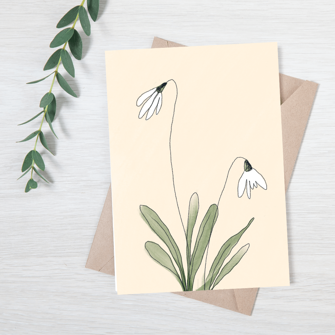 Flower Greetings Card Snow Drops Greetings card homeware shops bristol gift shops bristol Do It Later Illustration