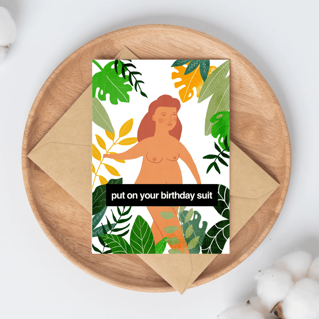 Greetings Card Birthday Suit Greetings Card homeware shops bristol gift shops bristol Do It Later Illustration