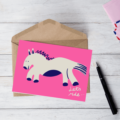 Greetings Card Lets Ride Greetings Card homeware shops bristol gift shops bristol Do It Later Illustration
