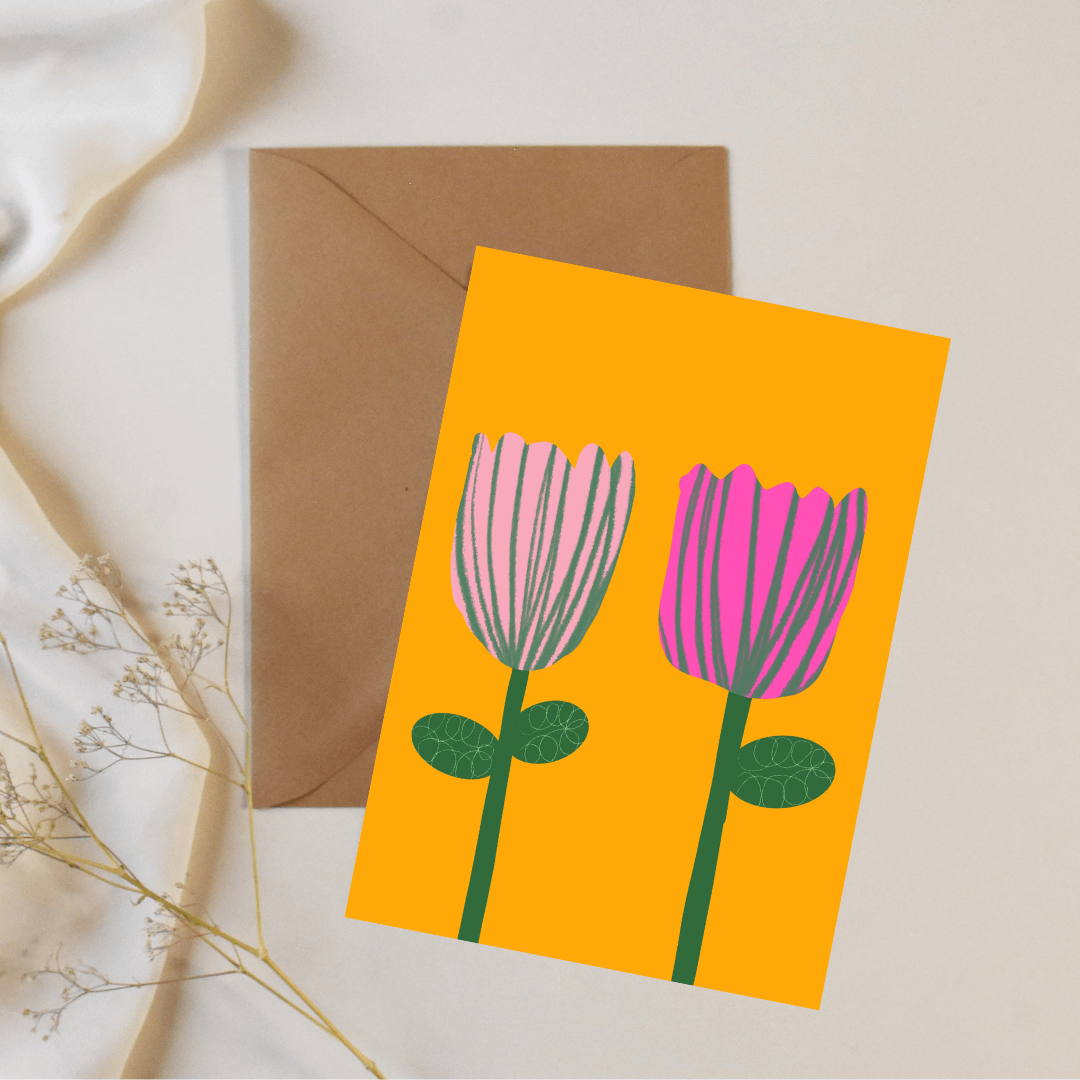 Greetings Card Pink Flowers Card homeware shops bristol gift shops bristol Do It Later Illustration