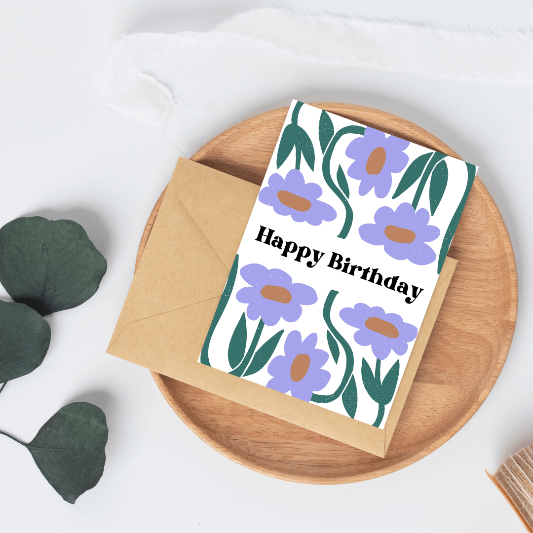 Greetings Card Purple Flower Birthday Card homeware shops bristol gift shops bristol Do It Later Illustration