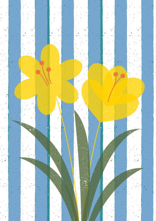 Greetings Card Stripe Yellow Flowers - Greetings Card homeware shops bristol gift shops bristol Do It Later Illustration