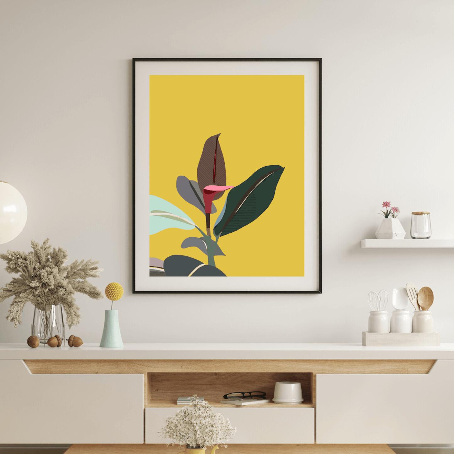 Prints Yellow Rubber Plant Print (various sizes) homeware shops bristol gift shops bristol Do It Later Illustration