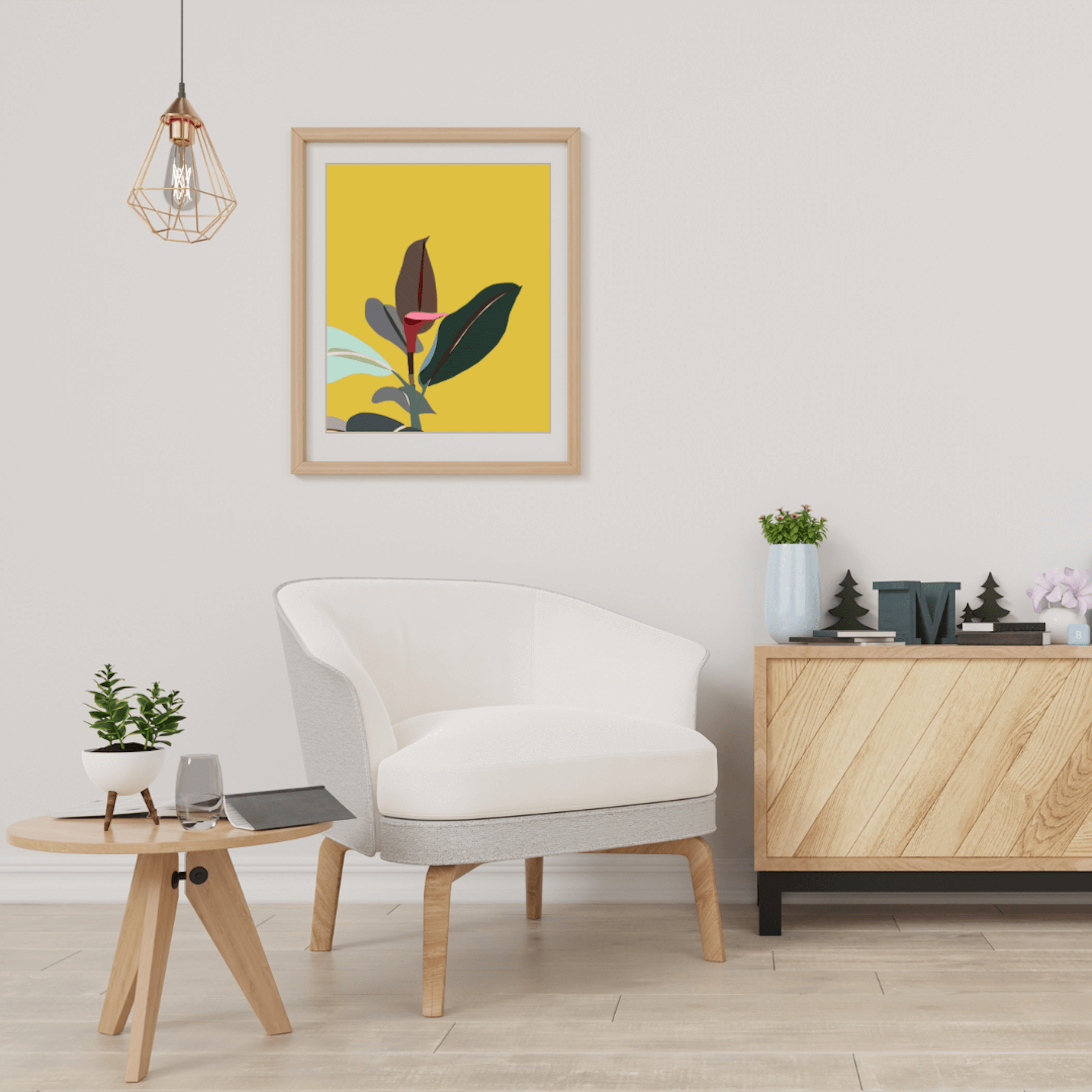 Prints Yellow Rubber Plant Print (various sizes) homeware shops bristol gift shops bristol Do It Later Illustration