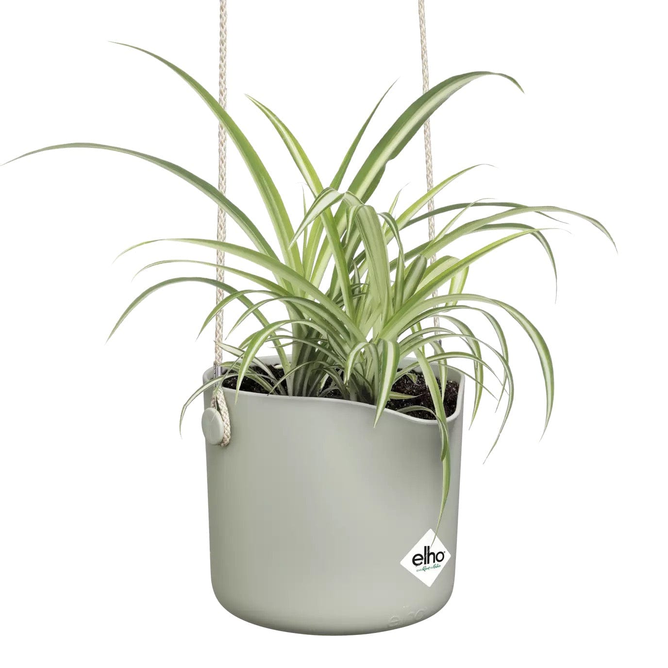 Elho Plant Pots Recycled Plastic Hanging Plant Pot -  'b.for swing ' in Stone