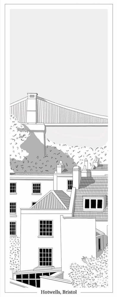 Bristol Bookmark Black Clifton Suspension Bridge Bookmark Hotwells (various colours) homeware shops bristol gift shops bristol Ellie Rowe Design