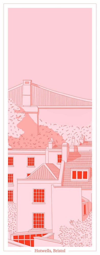 Bristol Bookmark Pink Clifton Suspension Bridge Bookmark Hotwells (various colours) homeware shops bristol gift shops bristol Ellie Rowe Design