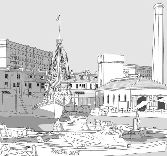 BristolPrint Black Underfall Yard - A4 (various colours) homeware shops bristol gift shops bristol Ellie Rowe Design