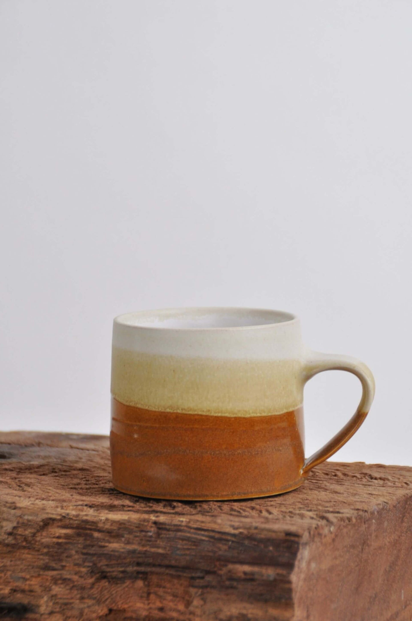 Finnerty Ceramics Mug Tea Mug with a Mustard / Brown Glaze