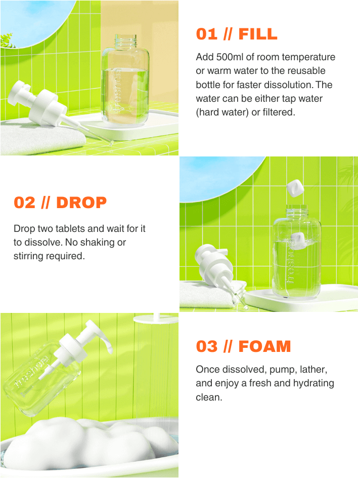 Foaming Body Wash Tablet Body Wash Refill Packs homeware shops bristol gift shops bristol Freshcia