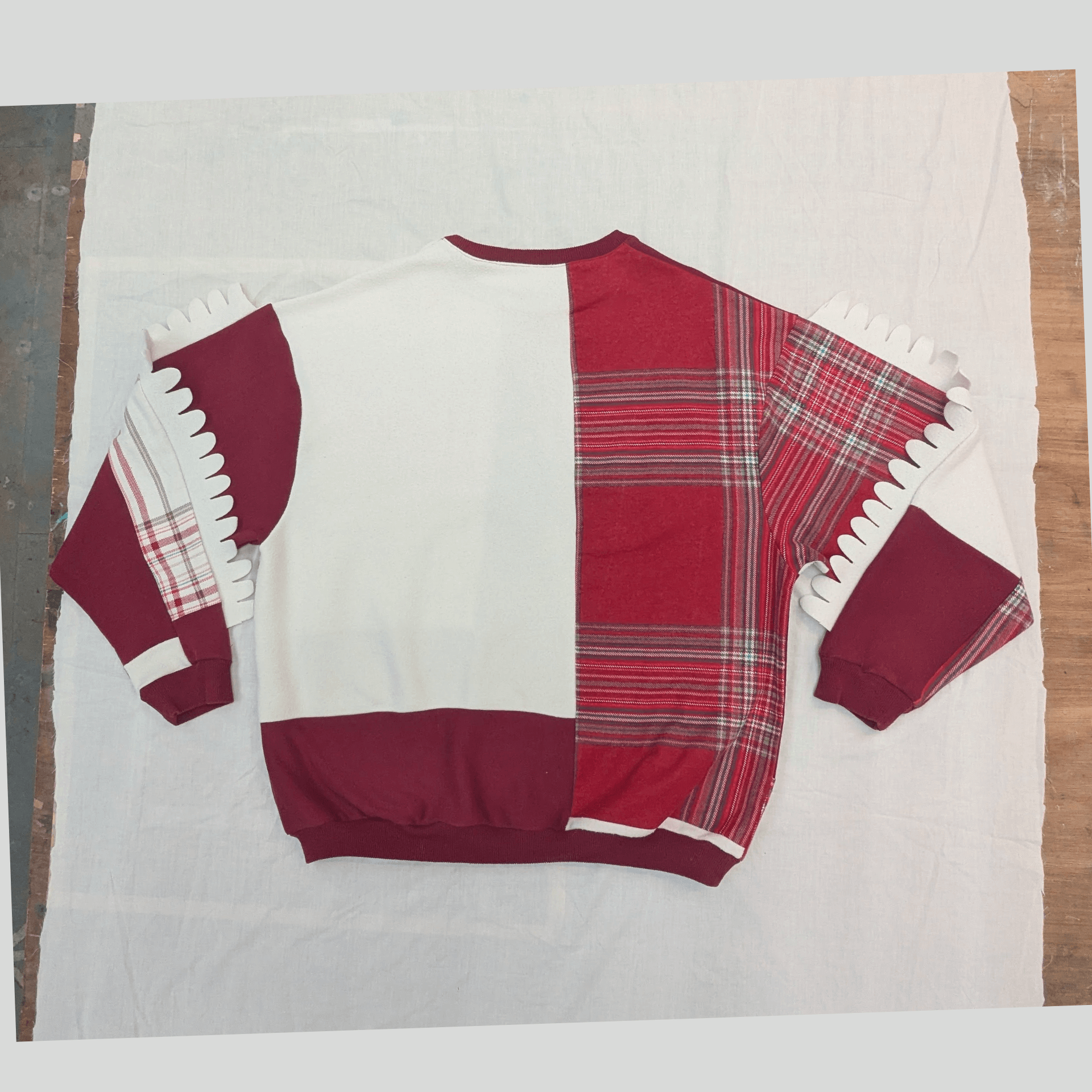 Rework Sweatshirt Large Sustainable Rework Sweatshirt - Maroon & White Mix homeware shops bristol gift shops bristol Fruit Salad