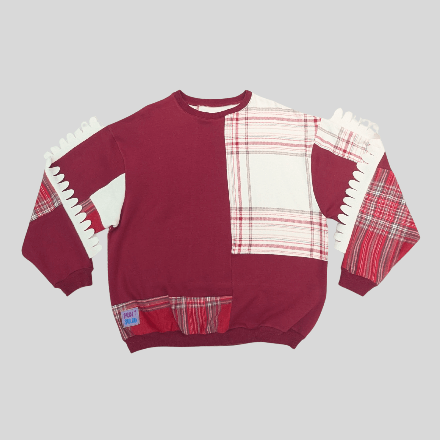 Rework Sweatshirt Large Sustainable Rework Sweatshirt - Maroon & White Mix homeware shops bristol gift shops bristol Fruit Salad