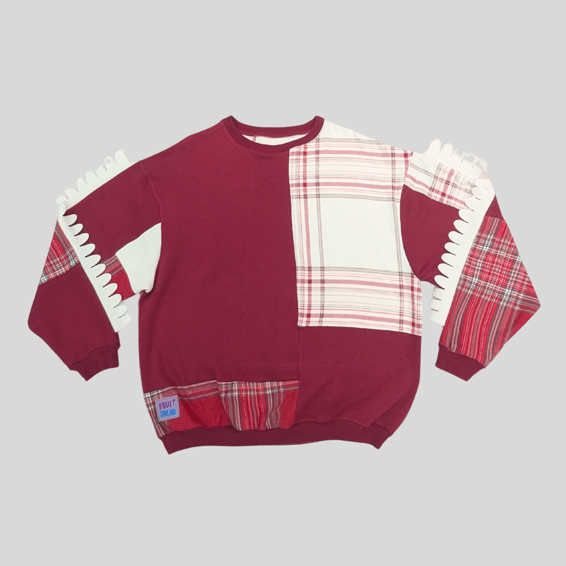 Rework Sweatshirt Large Sustainable Rework Sweatshirt - Maroon & White Mix homeware shops bristol gift shops bristol Fruit Salad