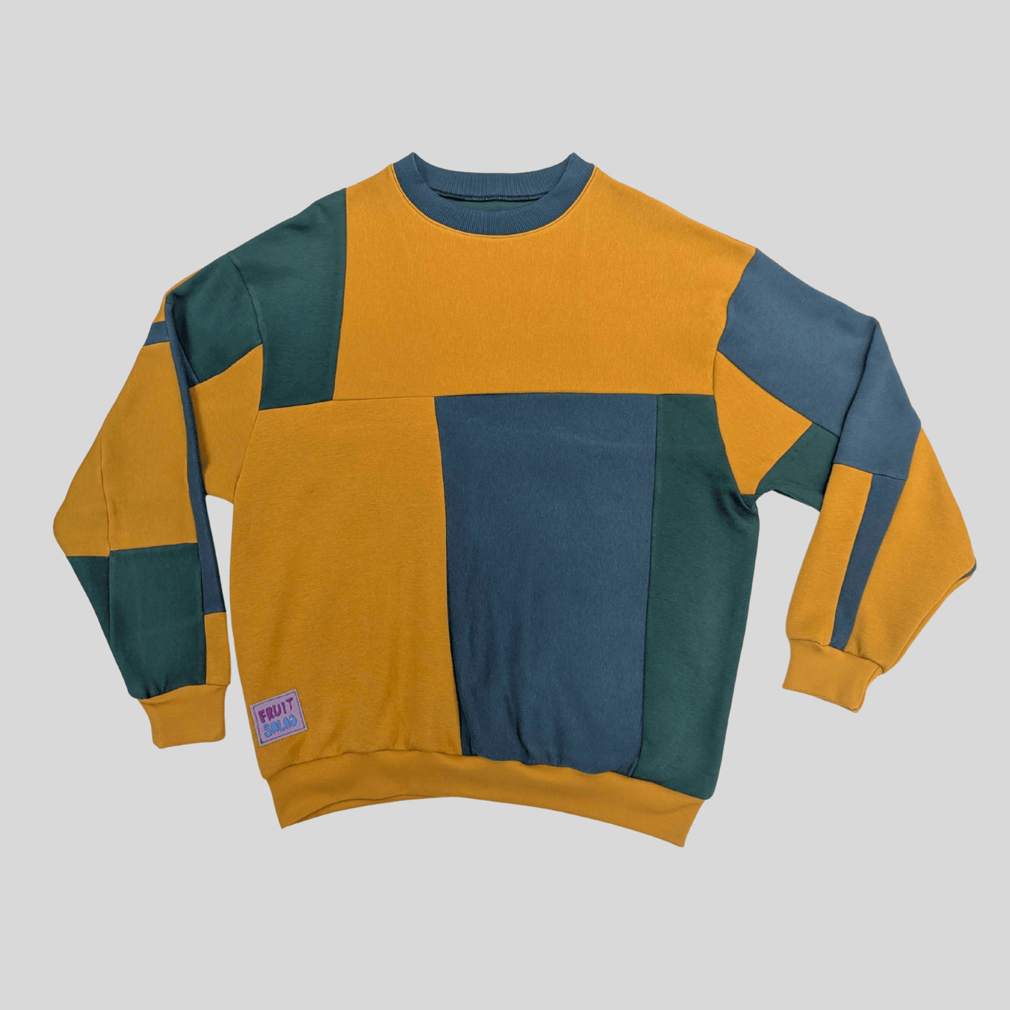 Rework Sweatshirt Large Sustainable Rework Sweatshirt - Mustard, Teal & Khaki homeware shops bristol gift shops bristol Fruit Salad