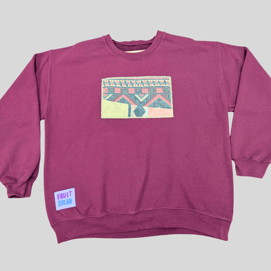 Rework Sweatshirt Sustainable Rework Sweatshirt - Maroon/Aztec Patch homeware shops bristol gift shops bristol Fruit Salad
