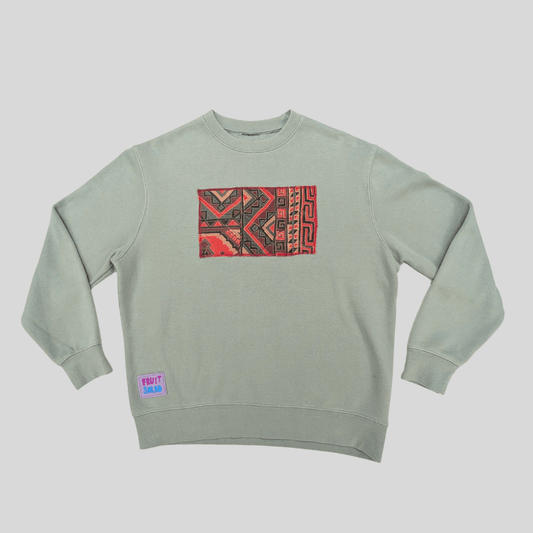 Rework Sweatshirt Sustainable Rework Sweatshirt - Moss Green/Aztec Patch homeware shops bristol gift shops bristol Fruit Salad