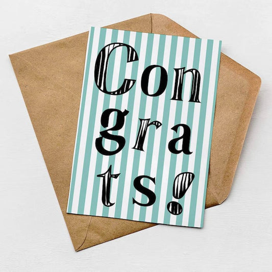 Congratulations Greetings Card Congrats! Stripe Card homeware shops bristol gift shops bristol Greenwich Paper Studio