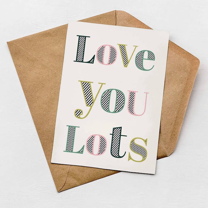 Greetings Card Love You Lots Greetings Card homeware shops bristol gift shops bristol Greenwich Paper Studio