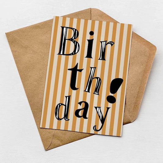 Happy Birthday Greetings Card Birthday Stripe Greetings Card homeware shops bristol gift shops bristol Greenwich Paper Studio